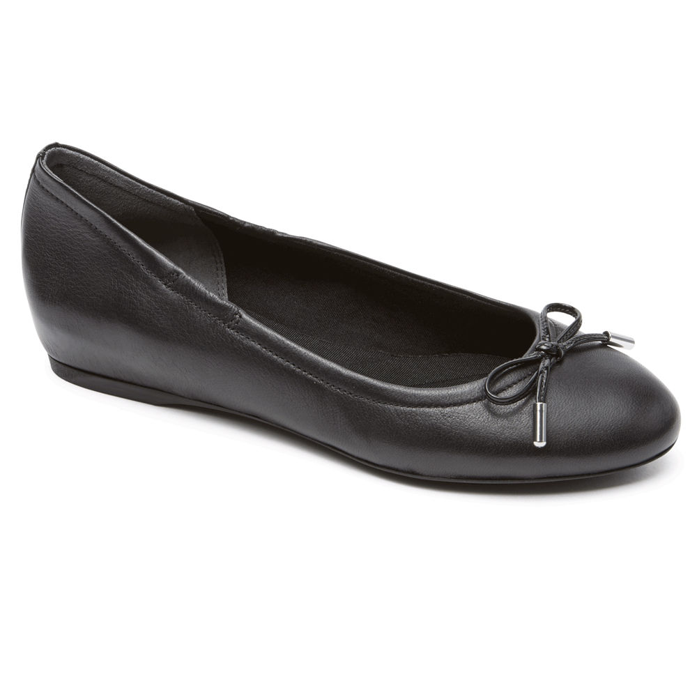 ロック ポート フラット シューズ レディース 黒 - Total Motion Hidden Wedge Tied Ballet - QAD687094